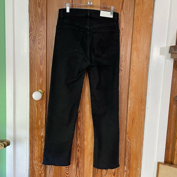 RE/DONE 70s High Rise Stove Pipe Black Jeans Washed Noir Denim Button Fly Sz 26 - Picture 7 of 15